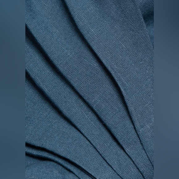 Piece of White Athena Plunging Maxi Dress 100% Linen in Blue - Picture 6 of 13